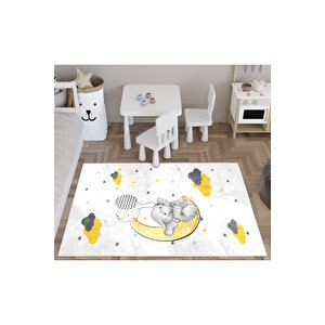 Sevimli Filli Balon Bambu Çocuk Odası Halısı 120x175 cm