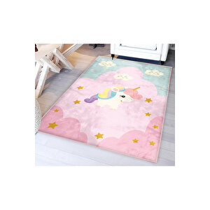 Sevimli Unicorn Bambu Çocuk Odası Halısı 150x200 cm