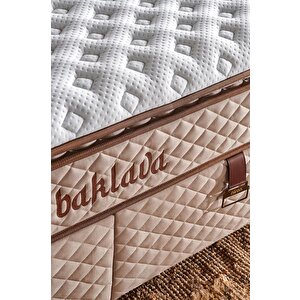 Baklava Yatak 100x200 Cm Tek Kişilik Ultra Ortopedik Çok Sert Pedli Lüks Yatak 30 Cm Krem Kumaş