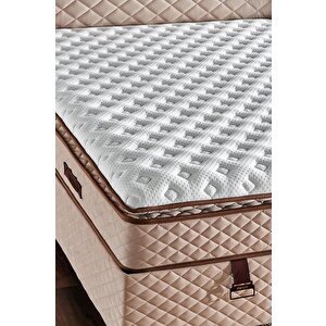 Baklava Yatak 100x200 Cm Tek Kişilik Ultra Ortopedik Çok Sert Pedli Lüks Yatak 30 Cm Krem Kumaş