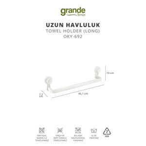 Okyanus Home Grande Beyaz Uzun Havluluk 2 Fonksiyonlu - Ister Yapıştır, Ister Vidala