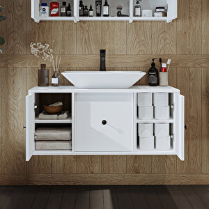 Roomart Gusto Ayaksız Lavabolu Mdf 105 Cm Çekmeceli Banyo Dolabı