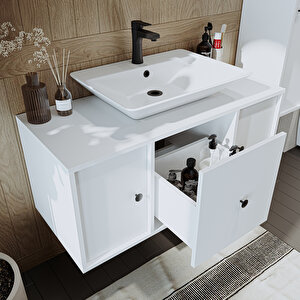 Roomart Gusto Ayaksız Lavabolu Mdf 105 Cm Çekmeceli Banyo Dolabı