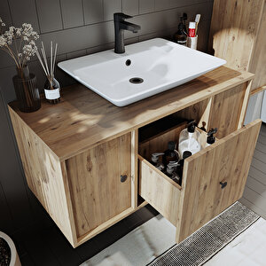 Roomart Gusto Ayaksız Lavabolu Mdf 105 Cm Çekmeceli Banyo Dolabı