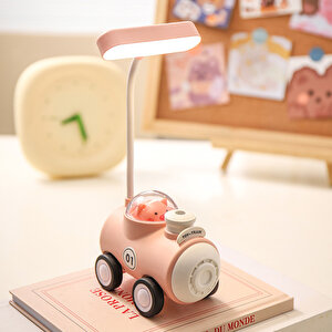 Figürlü Tren Masa Lambası Ve Kalemtıraş, Pembe, 23x12 Pembe