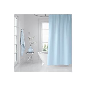 Banyo Perdesi Mavi 1x180x200, Perde Borusu Askı Aparatı Köşe Boru Beyaz Hediyeli, Duş Perdesi Seti