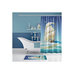 Ship Banyo Paspas Ve Tek Kanat Duş Perdesi 1x180x200 Set
