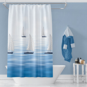 Banyo Perdesi 9889 1x180x200, Perde Borusu Askı Aparatı Köşe Boru Beyaz Hediyeli, Duş Perdesi Seti