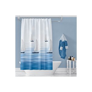 Banyo Perdesi 9889 1x180x200, Perde Borusu Askı Aparatı Köşe Boru Beyaz Hediyeli, Duş Perdesi Seti