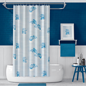 Banyo Perdesi 7085 2x110x200, Perde Borusu Askı Aparatı Köşe Boru Beyaz Hediyeli, Duş Perdesi Seti