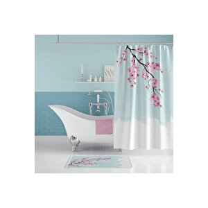 Sakura Banyo Paspas Ve Tek Kanat Duş Perdesi 1x180x200 Set