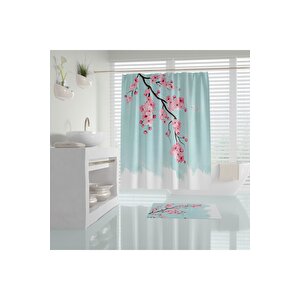 Sakura Banyo Paspas Ve Tek Kanat Duş Perdesi 1x180x200 Set