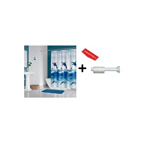 Banyo Duş Perdesi 9515 120x200 Perde Borusu Askı Aparatı 90x130 Hediyeli