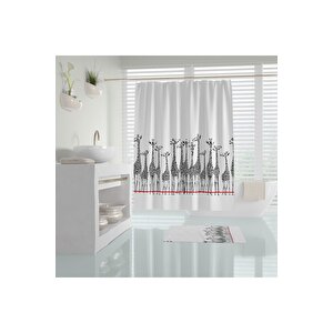 Giraffe Banyo Paspas Ve Tek Kanat Duş Perdesi 1x180x200 Set