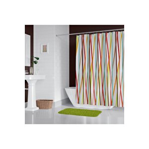 Banyo Perdesi 6710 1x180x200, Perde Borusu Askı Aparatı Köşe Boru Beyaz Hediyeli, Duş Perdesi Seti