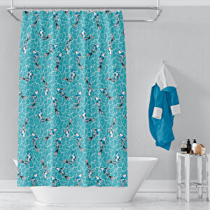 Banyo Perdesi 4352 2x100x200, Perde Borusu Askı Aparatı Köşe Boru Beyaz Hediyeli, Duş Perdesi Seti