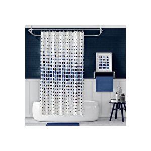 Banyo Perdesi Mavi 1x180x200, Perde Borusu Askı Aparatı Köşe Boru Beyaz Hediyeli, Duş Perdesi Seti