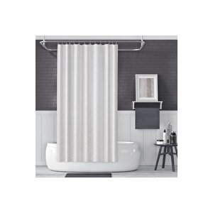 Banyo Perdesi 5026 1x180x200, Perde Borusu Askı Aparatı Köşe Boru Beyaz Hediyeli, Duş Perdesi Seti