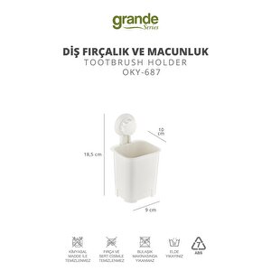 Okyanus Home Grande Diş Fırçalık Ve Macunluk 2 Fonksiyonlu - Ister Yapıştır, Ister Vidala