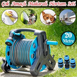 Makaralı Hortum Seti Garden Kit Bahçe Çeşme Su Hortumu İç Çap 1/2 Sulama Araç Yıkama 20 Metre