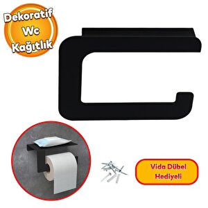 Dekoratif Lüks Tuvalet Kağıtlık Aparat Vidalı Wc Kağıt Standı Paslanmaz Metal Sağlam Siyah Estetik