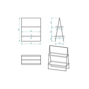 2 Katlı Üçgen Siyah Metal Banyo, Mutfak, Makyaj Organizatörü - Model 2