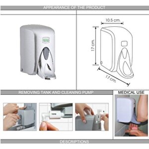 Vialli S5mc Medical Sıvı Sabun Dispenseri 500 Ml Gri