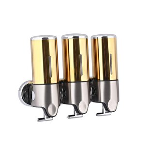 Xinda Gs500t Gold Üçlü Manuel Sıvı Sabunluk Paslanmaz Çelik 3x500ml