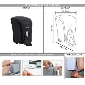 Vialli F6mb Medical Köpük Sabun Dispenseri 1000 Ml Siyah