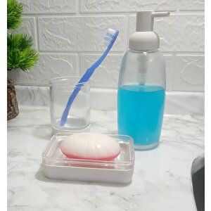 Üç Lü Banyo Seti Beyaz Cam  20x20x10cm