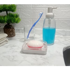 Üç Lü Banyo Seti Beyaz Cam  20x20x10cm