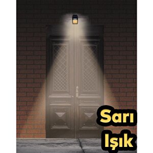 Güneş Enerjili Dış Aydınlatma 3 Modlu Işıklandırma Sensörlü Sarı Işıklı Aplik 5 W Portatif Fener Lamba
