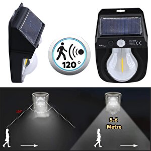 Güneş Enerjili Dış Aydınlatma 3 Modlu Işıklandırma Sensörlü Sarı Işıklı Aplik 5 W Portatif Fener Lamba