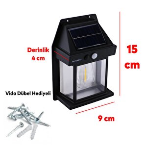 Güneş Enerjili Dış Aydınlatma 3 Modlu Işıklandırma Sensörlü Sarı Işıklı Aplik 5 W Portatif Fener Lamba