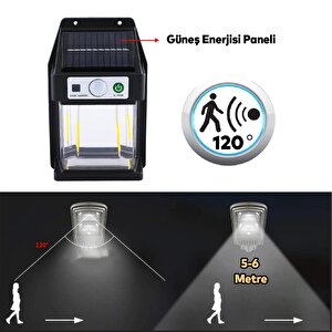 Güneş Enerjili Dış Aydınlatma Yeni Nesil Ampül Sensörlü Sarı Işıklı Aplik 10 W Portatif Fener Lamba