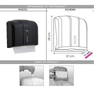 Vialli Kh300b Z Katlı Kağıt Havlu Dispenseri 300'lü Siyah