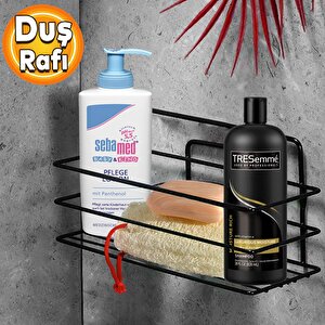 Banyo Duş Rafı Şampuanlık Köşelik Kare Siyah Tek Katlı Malzemelik Organizer Düzenleyici Mutfak Eşya Rafı