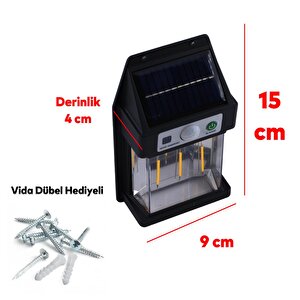 Güneş Enerjili Dış Aydınlatma Yeni Nesil Ampül Sensörlü Sarı Işıklı Aplik 15 W Portatif Fener Lamba