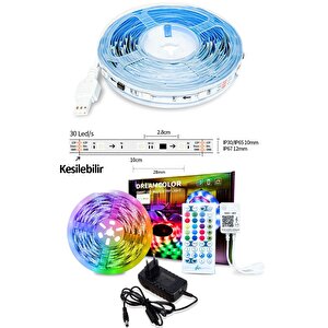 Brand Şerit Led Kumandalı Bluetoothlu 3 Çipli 5050 Led Tv Arkası Led 5 Metre