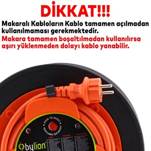 Makaralı Seyyar Kablo Uzatma Kablosu 3x1.5 Mm Ttr Kablo 35+2 Metre