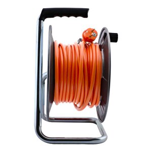 Makaralı Seyyar Kablo Kapaklı 4 Prizli Metal Uzatma Kablosu 3x1.5 Mm CCA Kablo 35 Metre