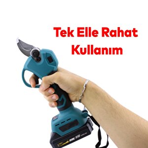 Elektrikli Şarjlı Çift Akülü Budama Makası Dal Kesme 5.0 Ah 24 V Kömürsüz Bağ Üzüm Çubuk Budama