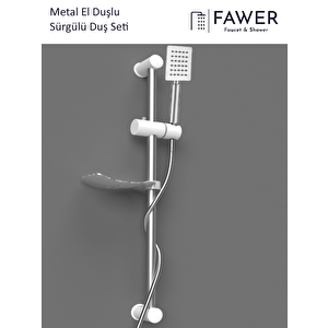 Beyaz Sürgülü Duş Seti Metal El Duşlu