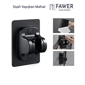 5 Fonksiyonlu Siyah Yapışkan Mafsallı Duş Seti Duş Başlığı