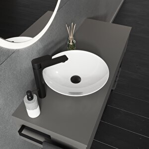 Minizia Tezgah Üstü Çanak Lavabo,batarya Deliksiz,40 Cm Beyaz
