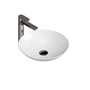 Aqua Bagno Minizia Tezgah Üstü Çanak Lavabo,batarya Deliksiz,40 Cm Beyaz
