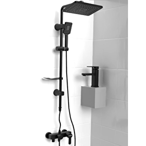 Siyah Robot Duş Seti & Siyah Banyo Ve Lavabo Bataryası