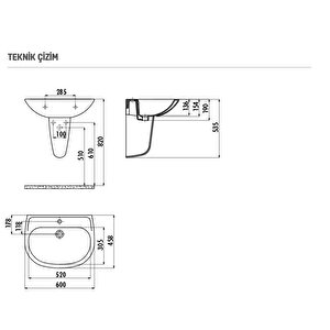 Sd060 Sedef Tam Ayak Lavabo 60 Cm