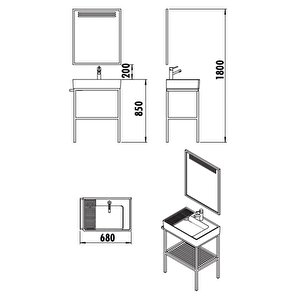 Arya 70 Cm Banyo Dolabı Takımı