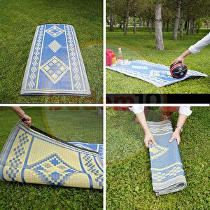 Plastik Hasır Halı Kilim Piknik Cami Park Plaj Bahçe Balkon Teras Kamp Outdoor Karavan Mat 90x180 Cm